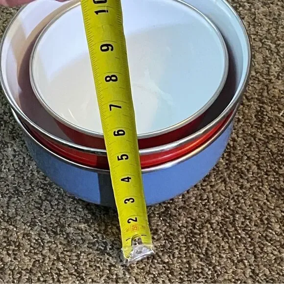 Set of Three Colorful Mixing Bowls Metal Enamel - Picture 16 of 16